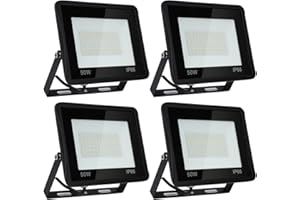 ‎YAKIMZ Yakimz LED Strahler, 4x50W 3000K 4250LM LED Außenstrahler aus Aluminium, IP66 Wasserdicht Scheinwerfer Warmweiß Superhell Aussenleuchte LED Fluter für Hinterhof Auffahrt Türen Garage Flur Garten