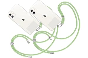 MARARDI Pack 2 Tour de Cou Telephone Portable Cordon Collier Laniere Universel [Vert Clair] Sangle pour Coque Accessoire Bandouliere Lanyard avec Attache Porte Etui Protection Integrale Unisex