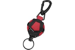 NOKAPIN Retractable Keyring, Heavy Duty Retractable Lanyard, Extendable Retractable Keychain with Steel Wire Rope Retractable ID Badges Holder((Black Red)