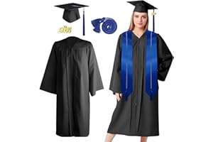 Alaiyaky Talar de remise de diplôme 2024 avec chapeau de docteur, robe de graduation académique avec chapeau de remise de diplôme, écharpe, pompon, cordon d'honneur, talar 2024 et chapeau de