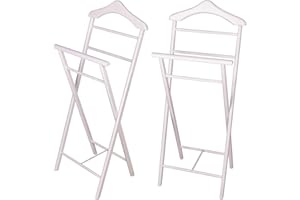 Staboos Herrendiener aus Massivholz in Weiß – fertig montierter Kleiderbutler & Stummer Diener – stabiler Stiller Diener für Schlafzimmer, Ankleide & Garderobe & Bad I Kleiderablage