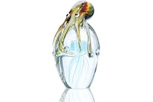 H&D HYALINE & DORA Mundgeblasene Qualle und Oktopus-Ornament, Kunstglas-Tierfigur, Briefbeschwerer, Glas-Tischdekoration