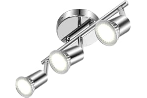 Aigostar Lámpara de Techo LED Focos， Plafón con Focos GU10 3 Luces para Ángulo Ajustable y Giratorio para Interior Focos de Techo Orientables para Dormitorio Cocina (Sin bombillas)