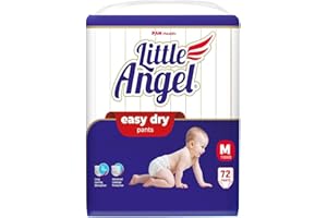 Little Angel Baby Easy Dry Diaper Pants With 12 Hrs Absorption Medium (M) Size 72 Count, 7-12 Kgs - M (72 Pieces)