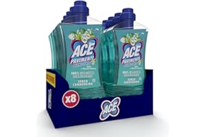 ACE Pavimenti Igienizzante Talco e Muschio Bianco, Senza Candeggina, 8 flaconi da 1 Litro