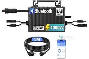 SUKFLOW Mikro Wechselrichter 1000w, Solar PV Wechselrichter mit WLAN, IP67 wasserdicht, mit 5m AC Kabel für Balkonkraftwerk, integrierter MPPT， App Steuerung Plug Play