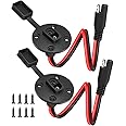 KASTWAVE SAE Connector Power Socket Sidewall Port, Weatherproof SAE Quick Connect Solar Panel Flush Mount SAE Plug Adapter Cable, 12AWG SAE Extension Cable for Solar Generator Battery Charger (2 Pack)