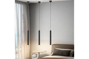 HOTUT LED Lungo Lampada a Sospensione - 3 Pezzi Cilindro Nero 30cm per Comodino, Camera da Letto, Soggiorno, Sala da Pranzo, Kitchen (Bianco Caldo)