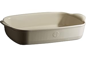 Emile Henry Eh029552 Plat à Four Rectangulaire Céramique Beige Argile 36 X 23 X 7 cm