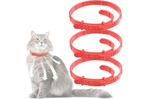 3 PCS Cat Flea Collars Flea and Tick Collars Adjustable Pet Flea Collar CHUNZHILAI Natural Medicinal Plant Preparations for Kitten Cats Puppy(Red)