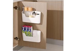 EigPluy 2 Piezas Caja De Almacenamiento De Puerta De Cocina,Adhesivo Caja De Almacenamiento Montada En Pared,Armarios/Baños/Refrigeradores Caja de Organización de Artículos Diversos