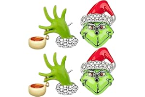 CWED 2 Pares de Pendientes de Navidad Grinch - Pendientes Colgantes para Mujer - Adornos Grinch para Fiestas
