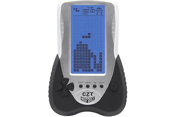CZT VersionAAméliorée de la Console de Jeu en Brique Grand écran avec Prise en Charge du Rétroéclairage Bleu Réglable Casque Enfichable Intégré 23 Jeux Cadeau pour Enfants Rechargeable(Noir)