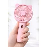 3 MODLU Şarjlı El Fanı 3 Kademe Seyahat Masa&uuml;st&uuml; Vantilat&ouml;r Taşınabilir Mini Fan F136 (Pembe)