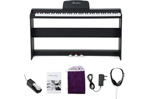 Asmuse 88 Key Digital Piano, Full Size Semi Weighted Electric Piano Keyboard With Furniture Stand/Triple Pedals/Power Supply