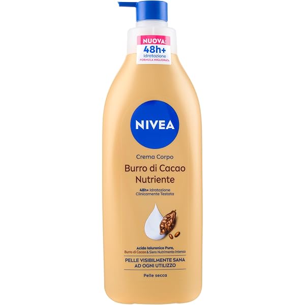 NIVEA Samtige Körpercreme 500 Ml – Mit Hyaluronsäure & Sheabutter, 72h Feuchtigkeit, Für Trockene Haut, Schnell Einziehend