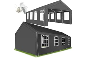 tectake® Tendone 8 x 4 m, Sistema ad Incastro, Gazebo per Feste, Gazebo per Esterno, Telone Impermeabile e Resistente agli UV, Telaio in Acciaio, Include Accessori di Fissaggio - Grigio
