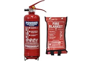 FireShield 2KG Dry Powder Fire Extinguisher & 1m x 1m Soft Case Fire Blanket