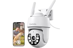 Codnida Kamera monitoringowa 2K, zewnętrzna, Wi-Fi, widok 360°, kamera 3 MP z 2-drożnym dźwiękiem, automatyczne śledzenie, widoczność w nocy w kolorze, alarm syreny, współpracuje z Alexa