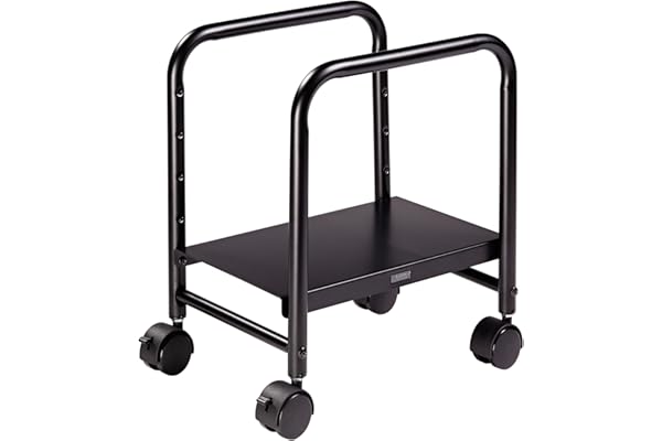 EUREKA ERGONOMIC Support PC Hauteur Réglable Chariot Informatique Mobile Support pour Unité Centrale Ordinateur avec 4 roulettes pour Bureau Assis Debout Noir