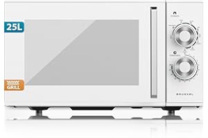 Grunkel Mikrowelle mit/ohne Grill, 25 Liter, 900 W + 1000 W, Grill 20MG 5-6 Leistungsstufen, 3 Kombinationsmodi, 30 Minuten Timer, Farbe weiß (mit Grill)
