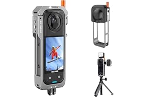 REYGEAK Für insta360 X5 Aluminiumlegierung, Gehäuse aus Metall, Kaninchenkäfig 360 X5, Ultraleicht, Schutzrahmenzubehör, doppelte Kaltschuh-Schnittstelle mit 1/4-Zoll-Gewinde (Normales Modell)