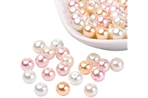 PH PandaHall 100pcs 8mm Glass Pearl beads, 460pcs Round Pearlized Loose Pearl Beads Imitation Pearl Beads for Bracelet Earring Necklace Jewellery Making DIY Craft