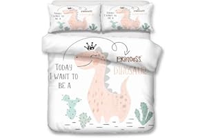 Morbuy-shop Copripiumino Singolo 155x220 Blu Dinosauri Set Copripiumino Singolo Bambino Microfibra Morbido 3d Animali Copripiumino Letto Singolo con 2 Federe 50x75cm