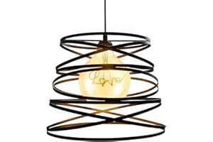 PETITES ECREVISSES Suspension Industrielle Rétro Ø30cm, Lustre Vintage Abat-jour Luminaire en Métal Plafonnier E27 Corde Ajustable Décoration (Noir)