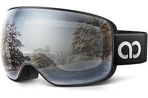 Lamicall Lunettes de Ski Homme, Masque Ski OTG - [Ultra HD Verre Sphérique & Anti-Buée Breveté] Lunettes de Snowboard Polarisé, UV400 Protection, Vision Plus Large, Ski Goggles Femme pour Sports Hiver