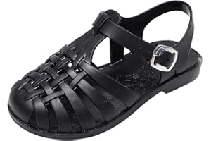 HAOLEI Toddler Girls Jelly Sandals Summer Outdoor Closed Toe Soft Rubber Sole Beach Water Shoes Mary Jane Dress Princess Flat T-Strap Slingback Little Kids Glitter Flats for 1-4 Years