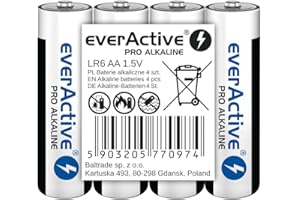 everActive - Pilas AA (4 Unidades, 1,5 V, 10 años de duración), Color Azul