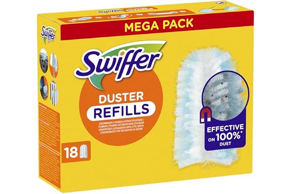 Swiffer Duster fjäderpåfyllning, 18 enheter, dammfångare, smuts, hår och allergener, även i hårda hörn, snabbt och effektivt, handtag säljs separat