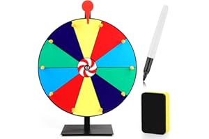 Diegimr Spinning Prize Wheel, 10 Slots Tabletop Wheel Spinner with Dry Erase and Marker 19.69 Inch Roulette Wheel Board with Stand for Trade Show Holiday Activities Carnival Spin Raffle Fortune Game