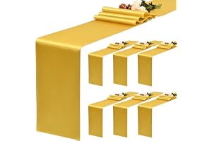 Bord 6-pack guld satinlöpare, 30 x 183 cm lång sidenbordsdekoration för bröllopsfest födelsedag bankett