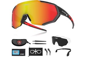 X-TIGER Gafas Ciclismo CE Certificación Polarizadas con 3 Lentes Intercambiables UV 400 Gafas,Corriendo,Moto MTB Bicicleta Montaña,Camping y Actividades al aire libre para Hombres y Mujeres TR-90