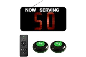 CYSSJF Eliminacode Display LED | 2 Cifre a Numero | Gestione Code 00-99 | Con Telecomando +2 Pulsanti di Chiamata | Per Supermercato, Negozio, Ristorante, Sportello, Ambulatoro