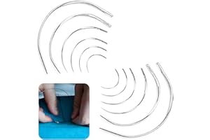 NODCOWS 12 Pièces Aiguille Courbe, Aiguilles Courbée 6 Tailles, Kit de Aiguilles à Coudre Main, Aiguille à Cuir Toile, Curved Needles Maroquinerie Outil Cuir Craft Bricolage - pour Cuir Réparation