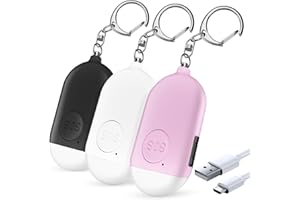 KIMFLY Persönlicher Alarm Schlüsselanhänger, Aufladbar Taschenalarm 130dB Laut Selbstverteidigung Sirene mit LED Lampe für Frauen Kinder Mädchen und ältere Menschen 3 Pack