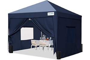 Quictent Pop Up Gazebo with 4 Sides, 3 x 3m waterproof Event Shelter Canopy with Mesh Windows & Roll Bag, 4 Sandbags, Folding Party Tent for Garden, Barbecues, Camping - Navy Blue