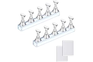 CHDZSW 2 Stück Nagel Stander, Acryl Nagelständer Nagelübungsständer Magnetische Nagelspitzen Halter, Fingernagel Diy Nagelkunst StäNder für Falsche Nagelspitze ManiküRe Werkzeug Salon (Silber)