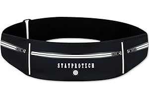 STAYPROTECH Running Belt, Large Capacity Phone Holder for Running, Adjustable Waist Bag for Men & Women, Waterproof Ultra-Slim Belt Bag Running Phone Holder & Money Belt.
