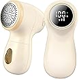 KEEPOW Fabric Shaver Lint Remover for Clothes Intelligent Digital Display Woolen Cleaner with 3-Speeds 6-Leaf Blades Rechargeable Electric Fabric Shaver with 1 Replace Blades