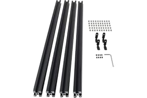 CNCMANS 4PCS 1000mm V Slot 2020 Aluminum Extrusion European Standard Anodized Linear Rail Aluminum Profile Extrusion for 3D Printer Parts and CNC DIY (Standard 6.2mm Length 1000mm Black)
