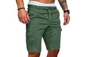 YOLIMOK 2023 Pantalones Cortos Hombre Verano Moda Pantalón con Bolsillos Laterales Original Color sólido Vintage Bermuda Shorts Pantalones Deporte con Cordón Elástico Running Correr Playa Talla Grande