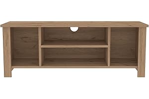 Bimossa Arsin Oak TV Stand Cabinet for 50 Inch TV – 114cm Durable Particle Board Unit with Open Shelves and Resilient Finish, Ideal for Living Room and Office