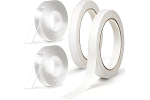 HAGOT 25/3 m dubbelsidig tejp, 4 rullar tejp, vit/transparent | Dubbelsidig nano-tejp och dubbeltejpset, för väggar, bilder, speglar och kontor, 10 mm x 25 m/20 mm x 3 m x 1 mm