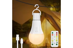Dehobo Glühbirne Mit Batterie E27 Aufladbare Glühbirne Mit Fernbedienung - 7W Wiederaufladbare Ladung Camping Lampe 3 Farben Dimmbare - Akku birne Mit Timing Funktion Mit Taste, Outdoor Lampe 1 Pack