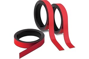 MAGSTICK 3x Bandes magnétiques Rouges I env. 1 cm x 1 m de ruban magnétique pour marquer et diviser sur tableaux blancs, étagères de stockage, calendriers I Étiquettes magnétiques I mag237