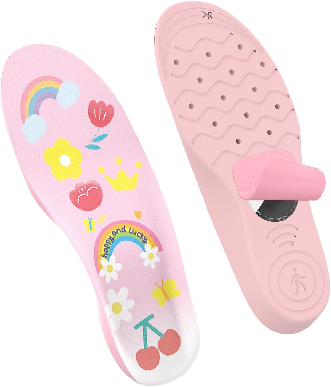 AXFEE Plantillas para Air-tag Dispositivo, Oculto Air Tag GPS Tracker Funda Protectora, Instalación Segura, para Plantillas ProtecToras Air tags para Niños y Personas Mayores, Rosa(175-190mm)